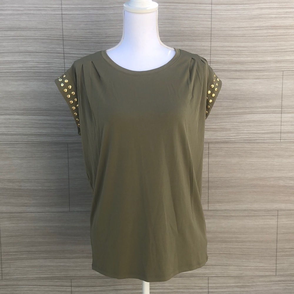 MMK Olive Studded blouse Size M New